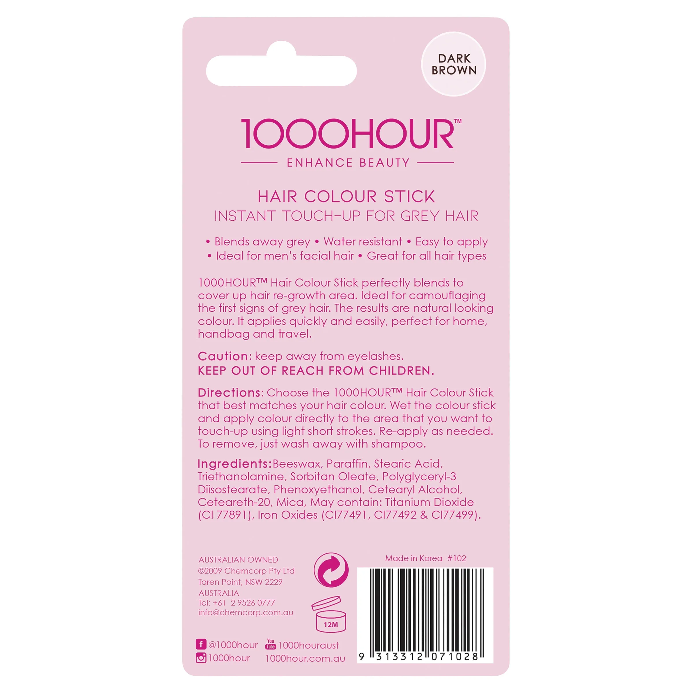 1000HOUR Hair Colour Stick - Dark Brown