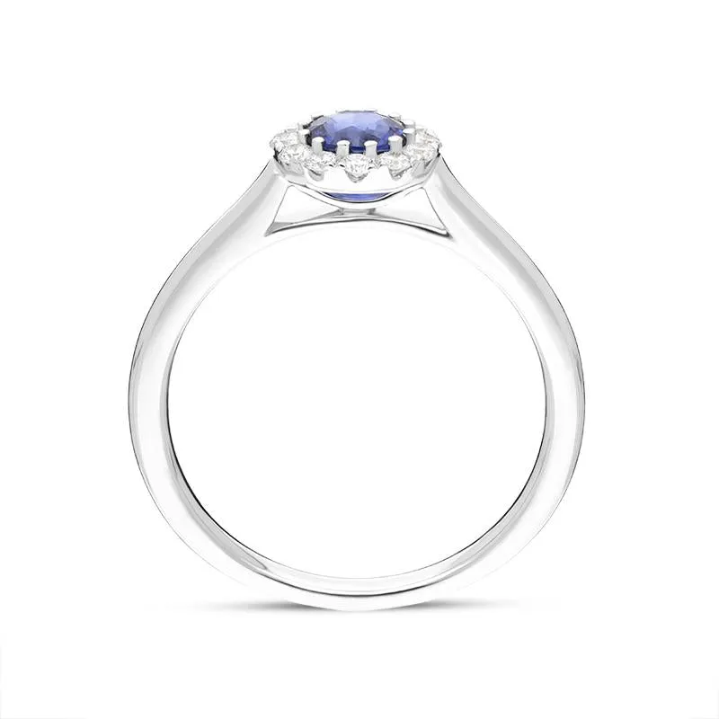 18ct White Gold 0.17ct Sapphire 0.47ct Diamond Halo Ring
