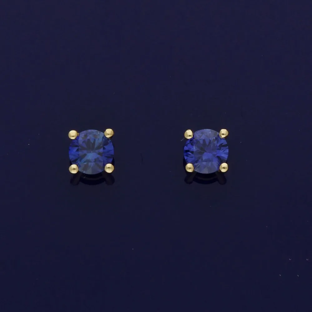 18ct Yellow Gold Blue Sapphire Stud Earrings - 3mm