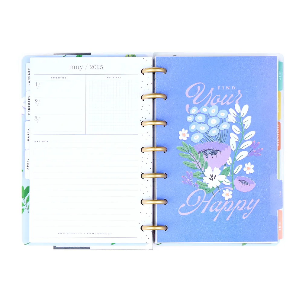 2025 Brilliant Blooms Planner - Mini Vertical Layout - 12 Months