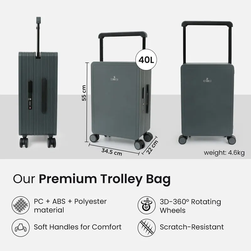 20inch Cabin Trolley Bag with TSA Lock & Water Resistance | 40L | Dark Grey