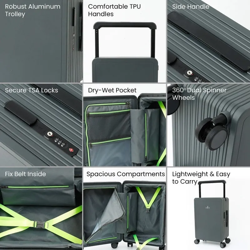 20inch Cabin Trolley Bag with TSA Lock & Water Resistance | 40L | Dark Grey