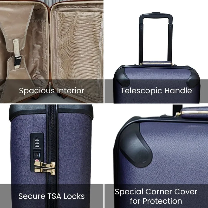 20inch Small Cabin Trolley Bag - Lightweight, TSA Lock | 46L | Pure Navy