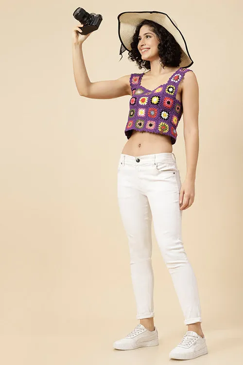 Ajoobaa "Granny Square" Crochet Top-Purple