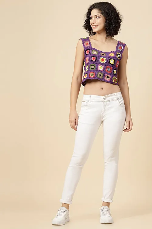 Ajoobaa "Granny Square" Crochet Top-Purple
