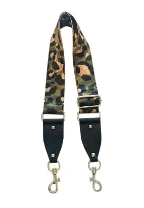 Animal Print Fabric and Vegan leather Shoulder strap Olive