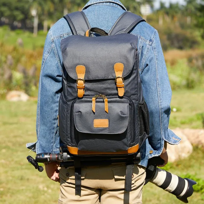 Blue LARGE CANVAS WATERPROOF MENS DSLR CAMERA BAG CANON CAMERA BACKPACK NIKON CAMERA BAG FOR Women