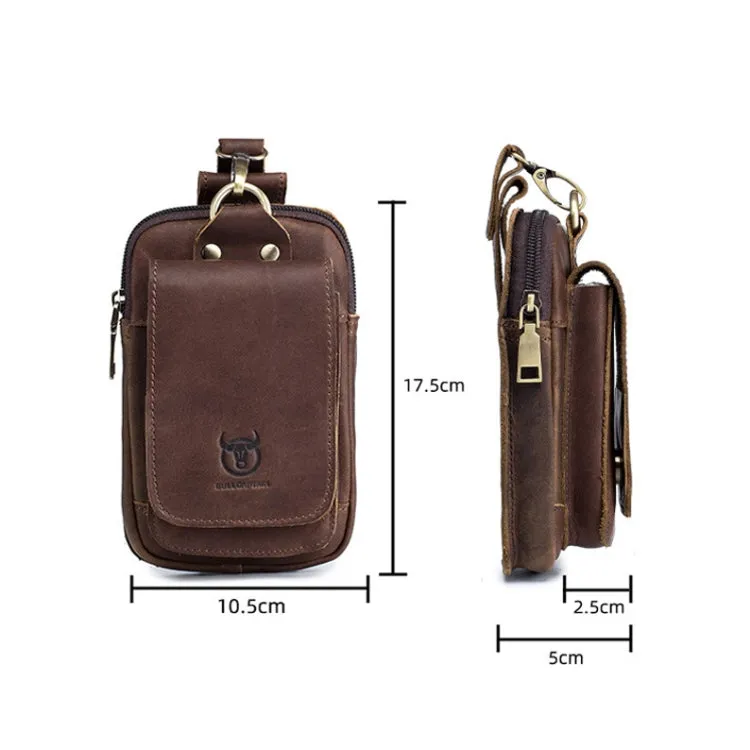 BULL CAPTAIN 028 Multi-Function Cattle Leather Waist Bag Magnetic Buckle Mobile Phone Belt Bag(Yellow Brown)