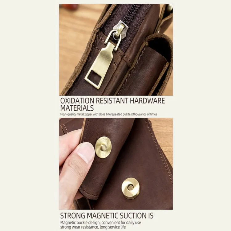 BULL CAPTAIN 028 Multi-Function Cattle Leather Waist Bag Magnetic Buckle Mobile Phone Belt Bag(Yellow Brown)