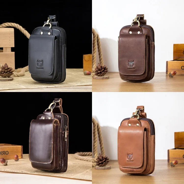 BULL CAPTAIN 028 Multi-Function Cattle Leather Waist Bag Magnetic Buckle Mobile Phone Belt Bag(Yellow Brown)