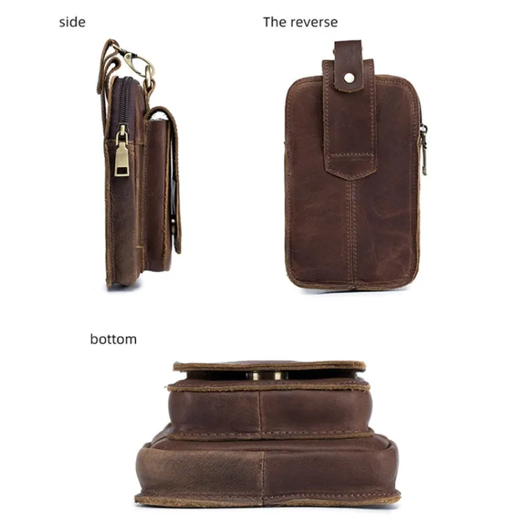 BULL CAPTAIN 028 Multi-Function Cattle Leather Waist Bag Magnetic Buckle Mobile Phone Belt Bag(Yellow Brown)