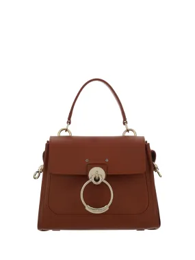 Chloé Calf Leather Tess Handbag Dark Nut