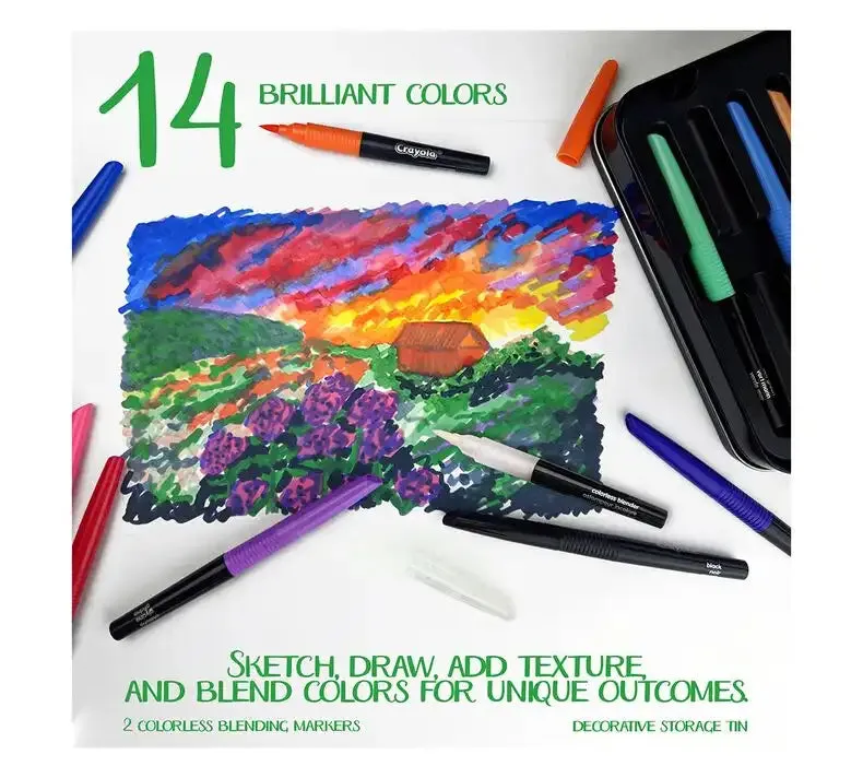 Crayola - Signature Blending Markers with Tin, 16 Count