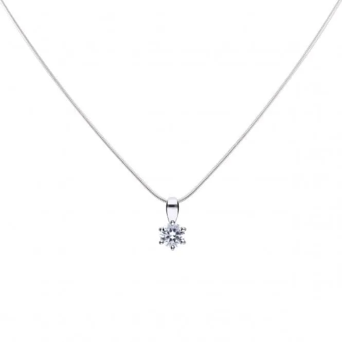 Diamonfire Silver White Zirconia Solitaire Pendant P4610