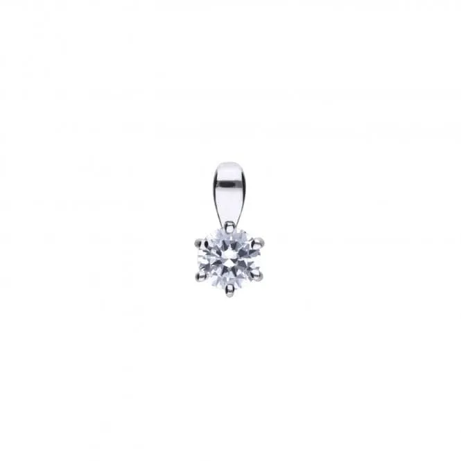 Diamonfire Silver White Zirconia Solitaire Pendant P4610