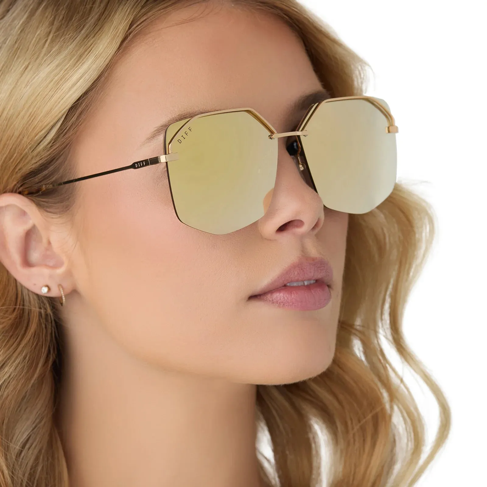 DIFF Bree Sunglasses - Gold    Brilliant Gold Mirror Polarized