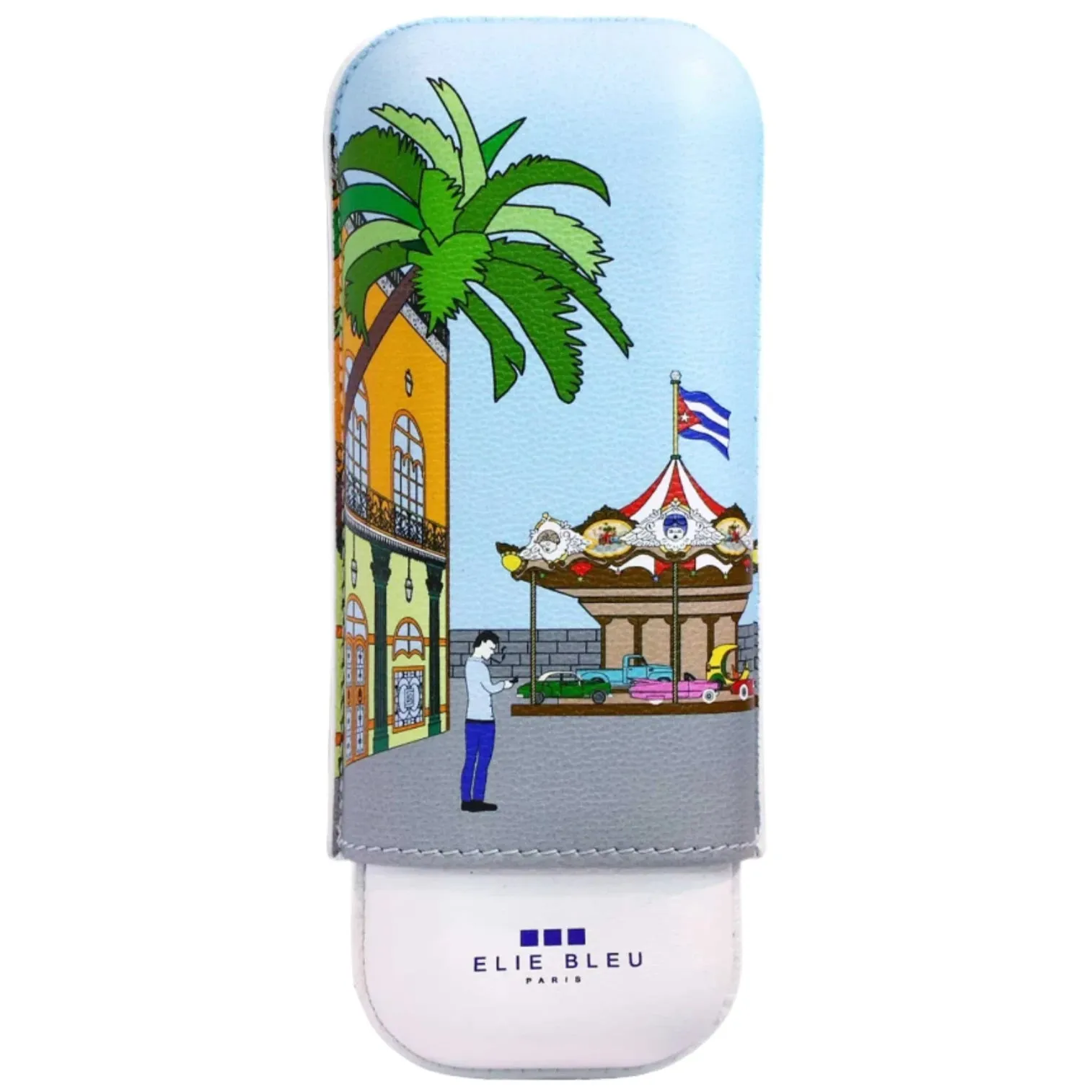 Elie Bleu Casa Cubana "Carousel" Cigar Case (2 Cigars)