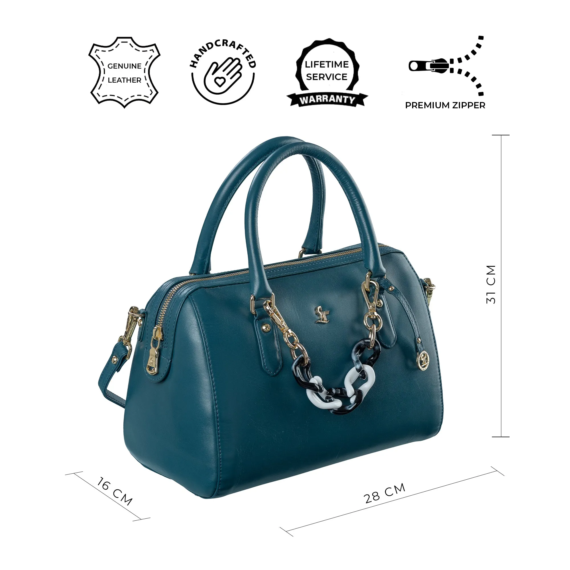 Enna Sling Purse for Women | Leather Handbag For Women | 100% Genuine Leather | Color: Lemon Green, Brown, Black, Blue