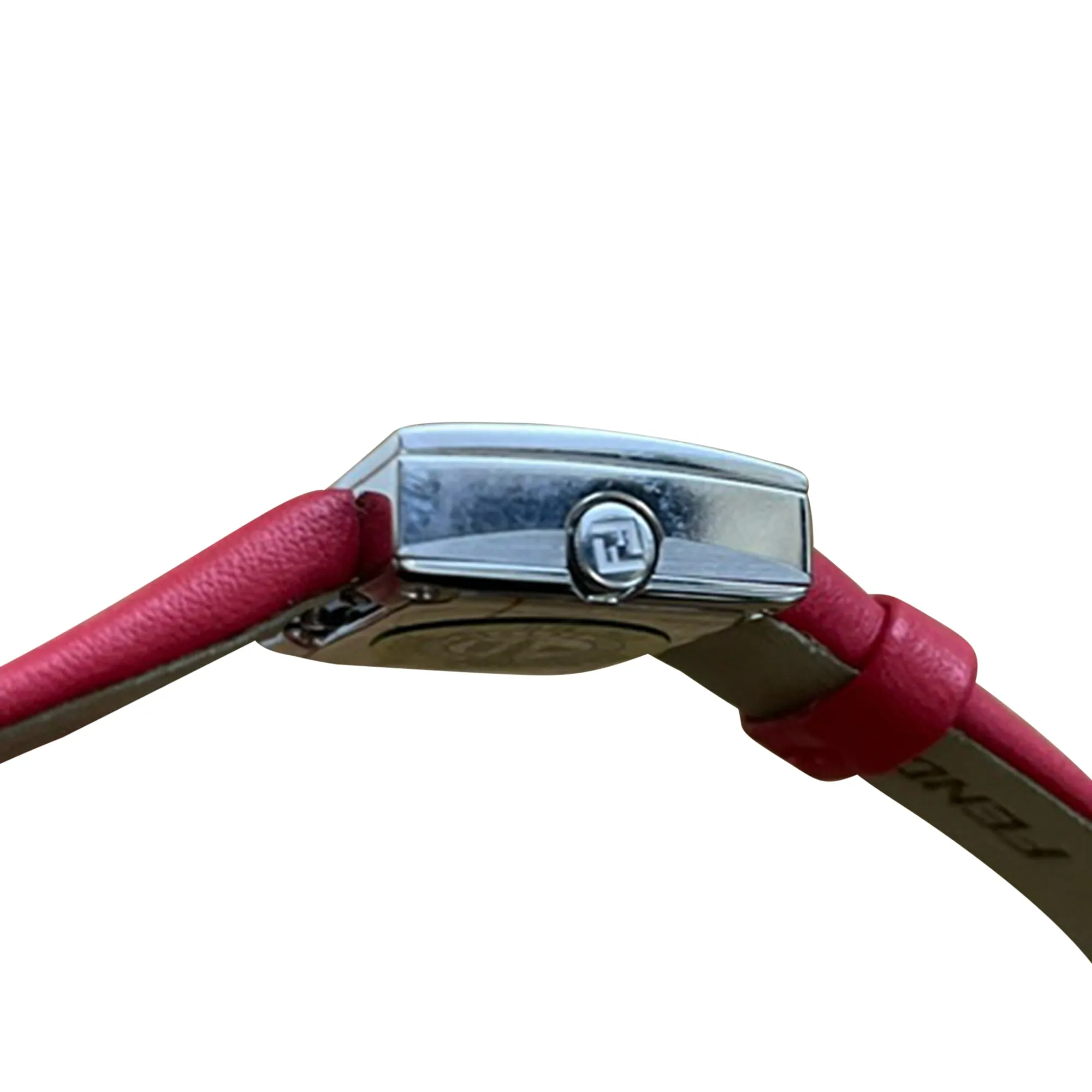 Fendi Fendimania Stainless Steel Quartz Watch in Red Leather