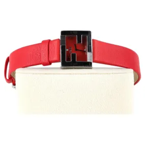 Fendi Fendimania Stainless Steel Quartz Watch in Red Leather