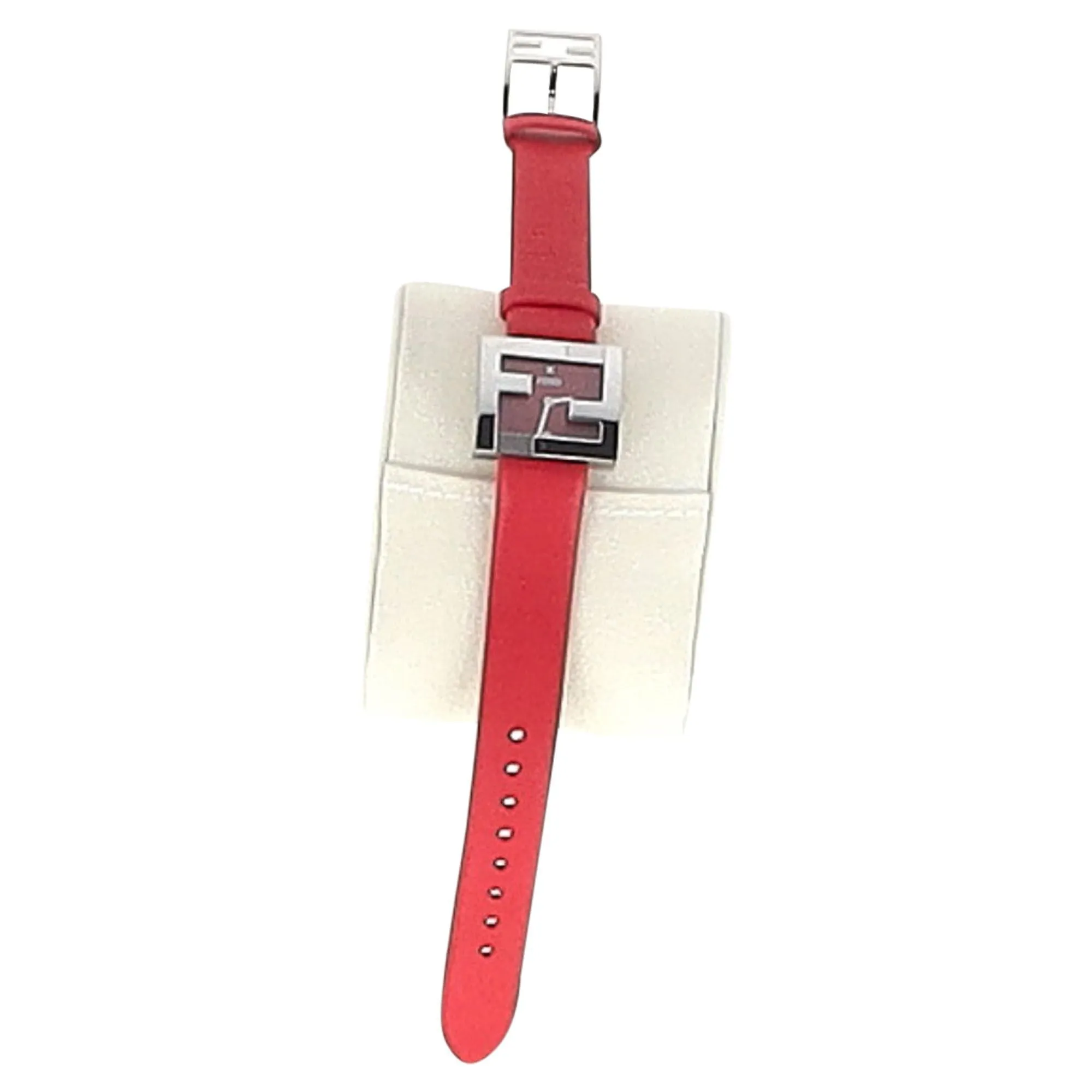 Fendi Fendimania Stainless Steel Quartz Watch in Red Leather