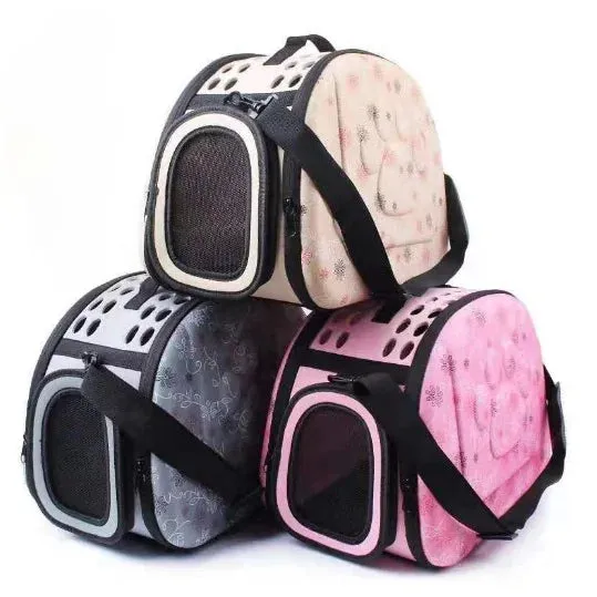 Foldable Dog Carrier Bag - Travel Pet Breathable Shoulder Handbag, Portable Folding Pet Cage, Carrying Bags for Cat, Dog, Pig, Hamster