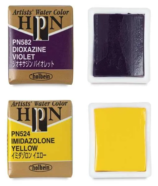 Holbein Artists' Watercolor Paint Half Pan Red Palm Case 12 Colors Set