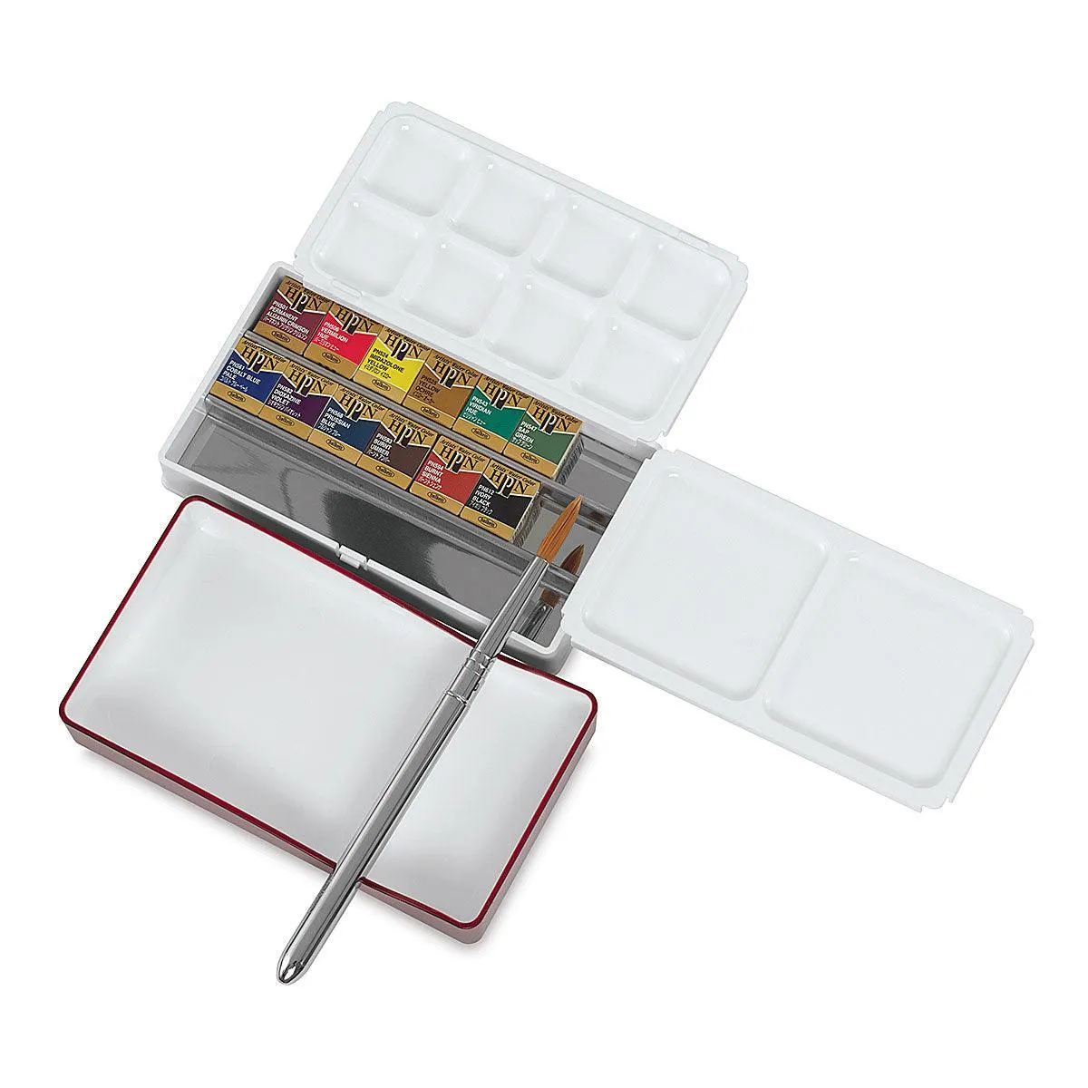 Holbein Artists' Watercolor Paint Half Pan Red Palm Case 12 Colors Set