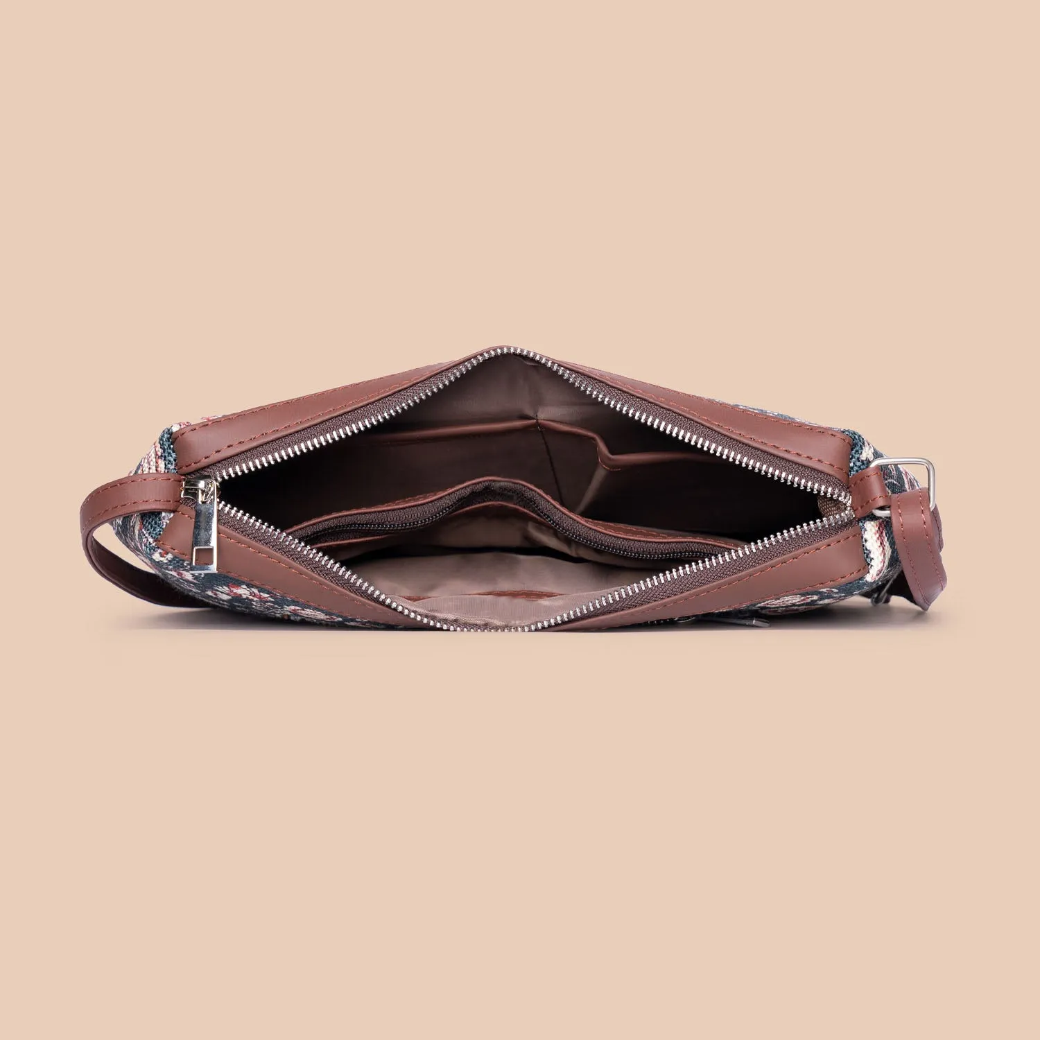 Jaipur Fresco Blue Structured Shoulder Bag