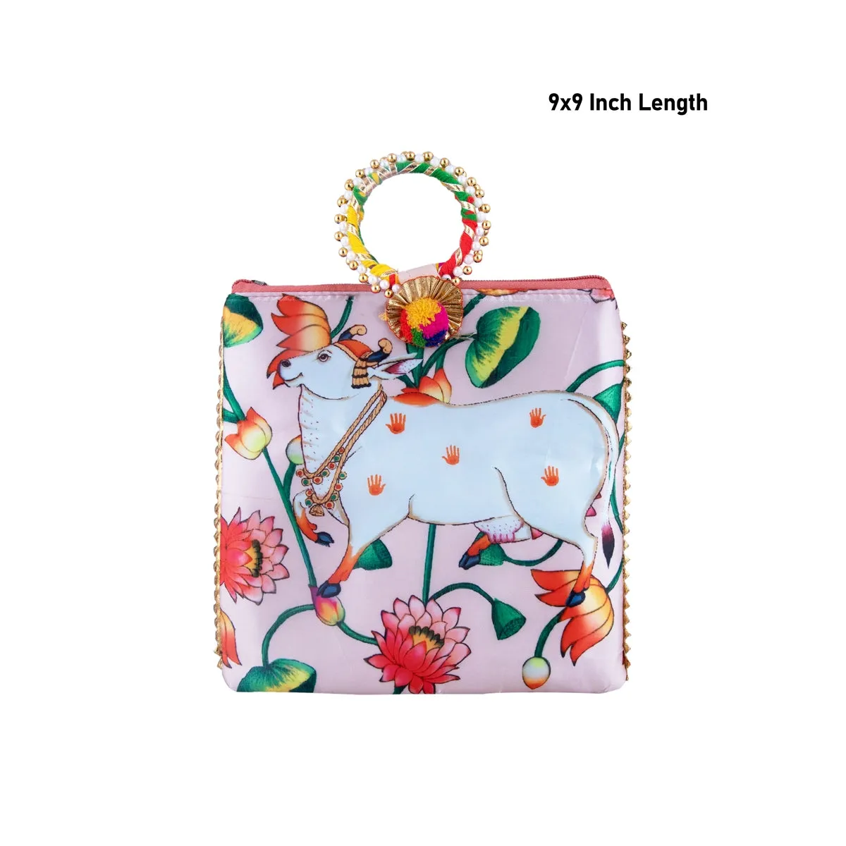 Ladies Hand Bag - 9 x 9 Inches | Printed Handbag/ Womens Handbag/ Assorted Colours
