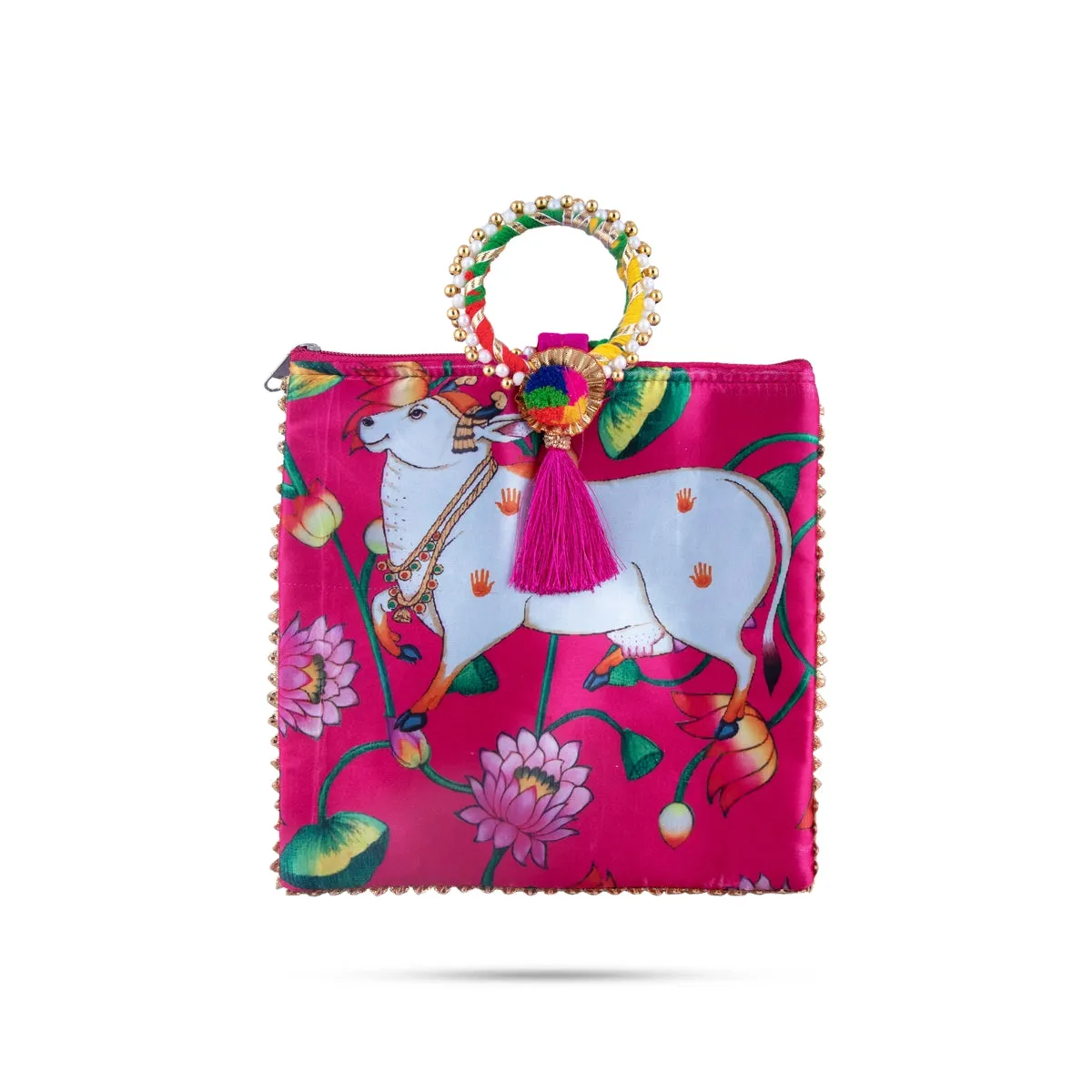 Ladies Hand Bag - 9 x 9 Inches | Printed Handbag/ Womens Handbag/ Assorted Colours