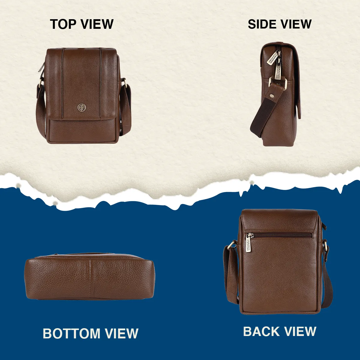Leather Slingbag For Men - Adjustable Strap - 1 Year Warranty