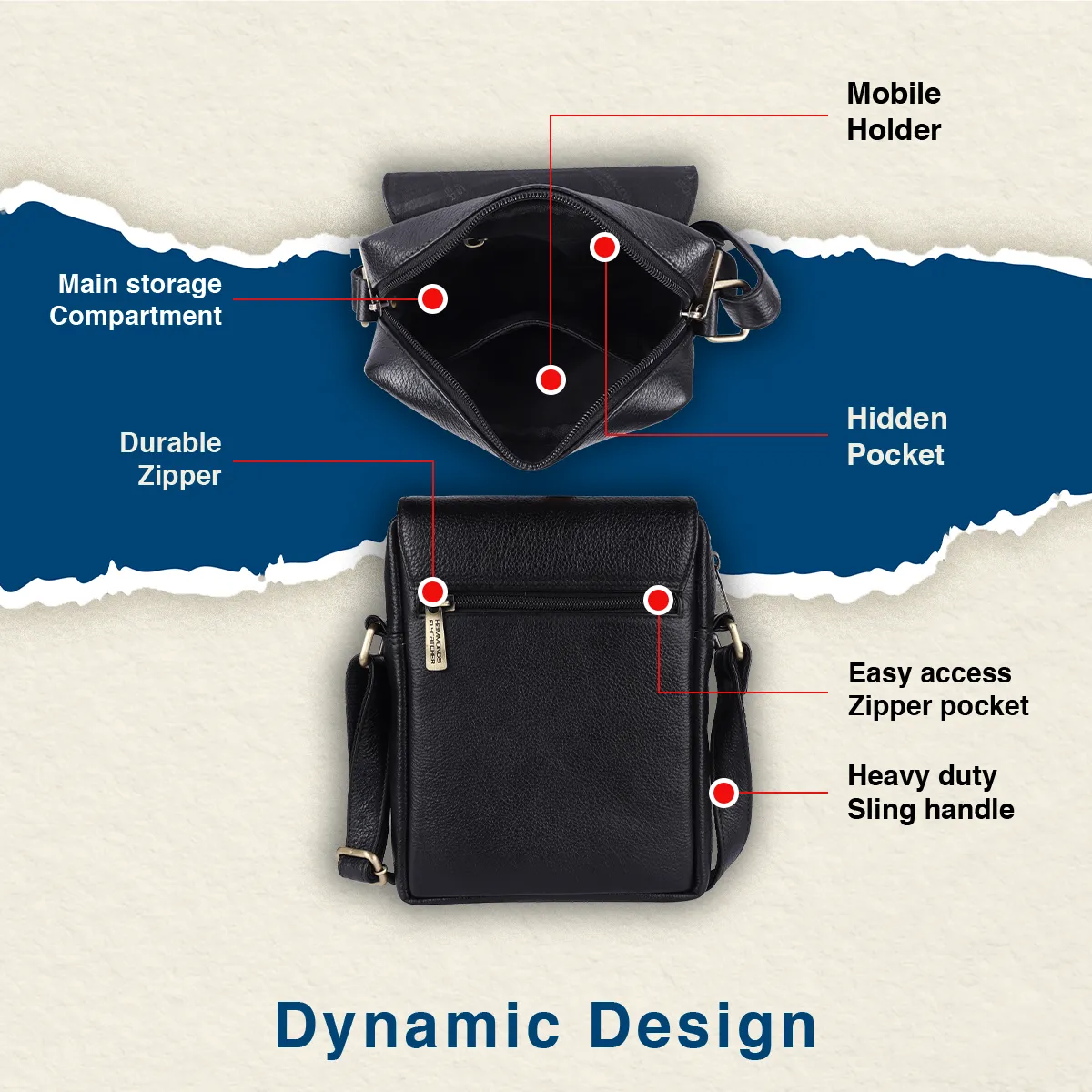 Leather Slingbag For Men - Adjustable Strap - 1 Year Warranty