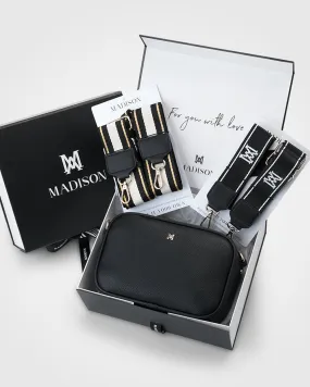 Monica "Wear it 3 Ways" Giftbox - Metallic Stripe, Monogram Stripe & Matching Bag Strap