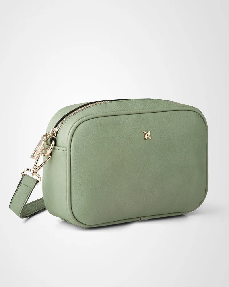 Monica Sage Green Camera Crossbody Bag