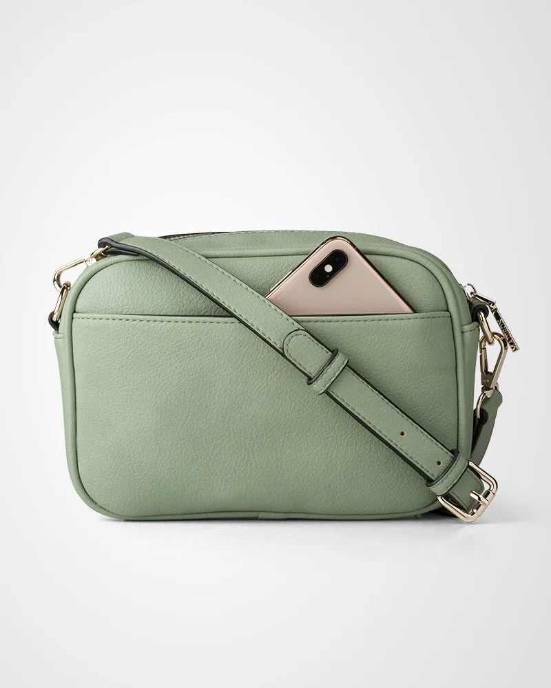 Monica Sage Green Camera Crossbody Bag