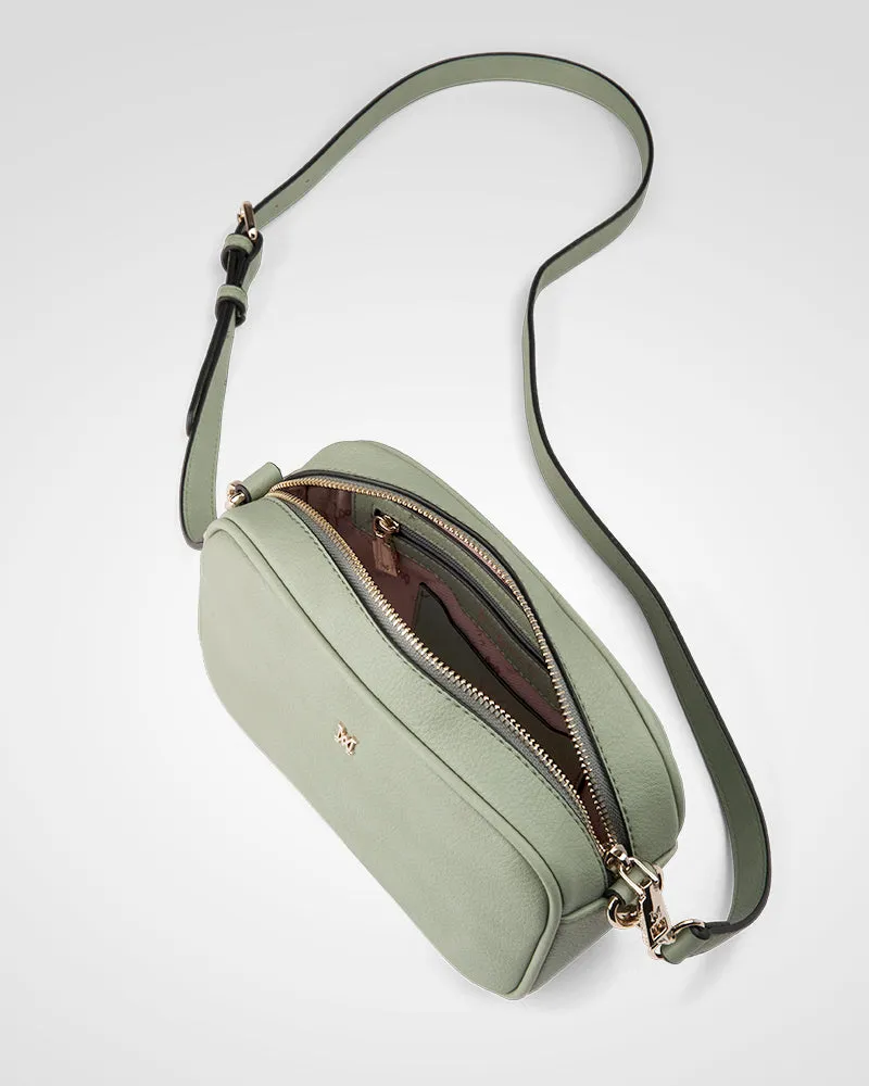Monica Sage Green Camera Crossbody Bag