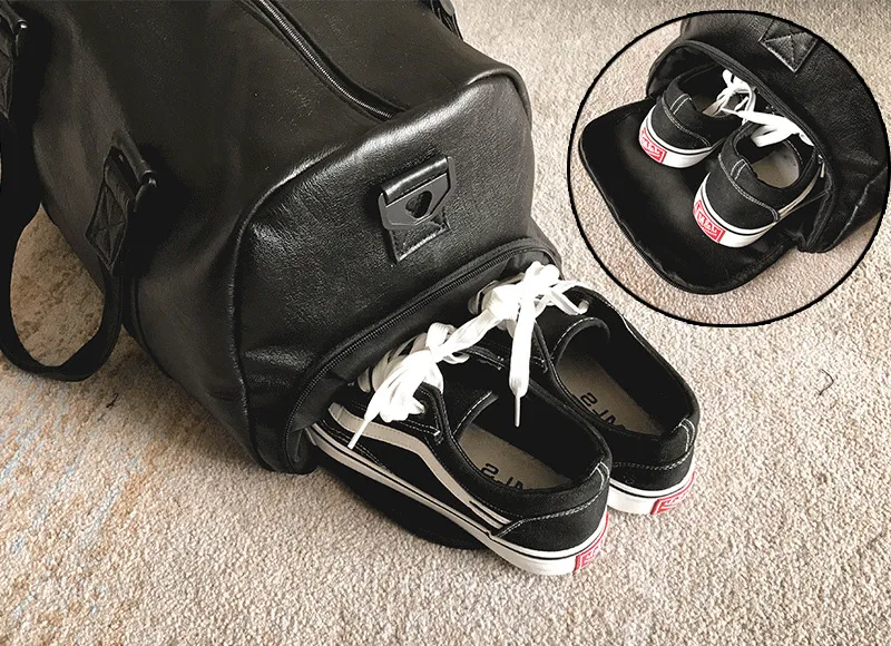 MultiFunction Outdoor Travellers Leather Black Bag