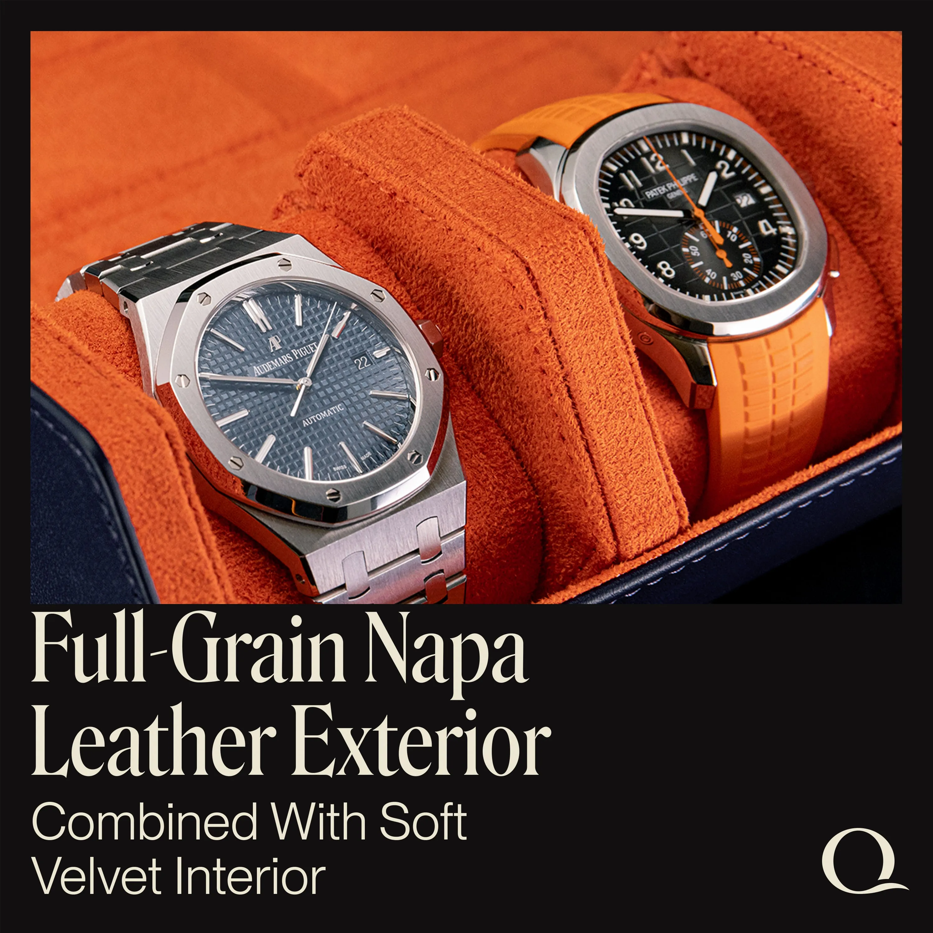 Napa Leather Watch Case for Men - Three Slot Luxury Watch Roll Storage Organizer & Display