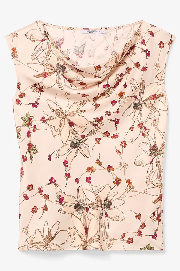 Nora Top - Washable Silk Charmeuse :: Botanical Print
