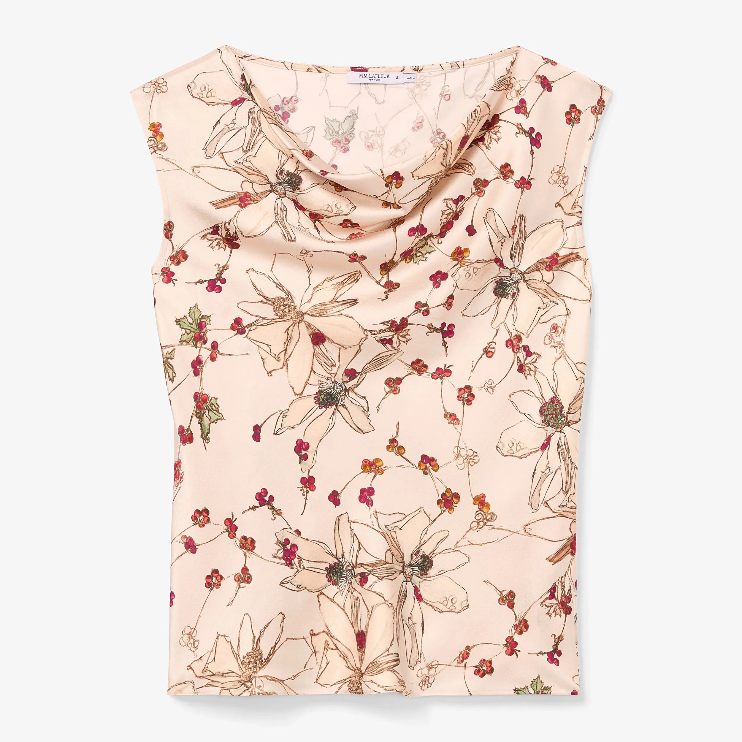 Nora Top - Washable Silk Charmeuse :: Botanical Print