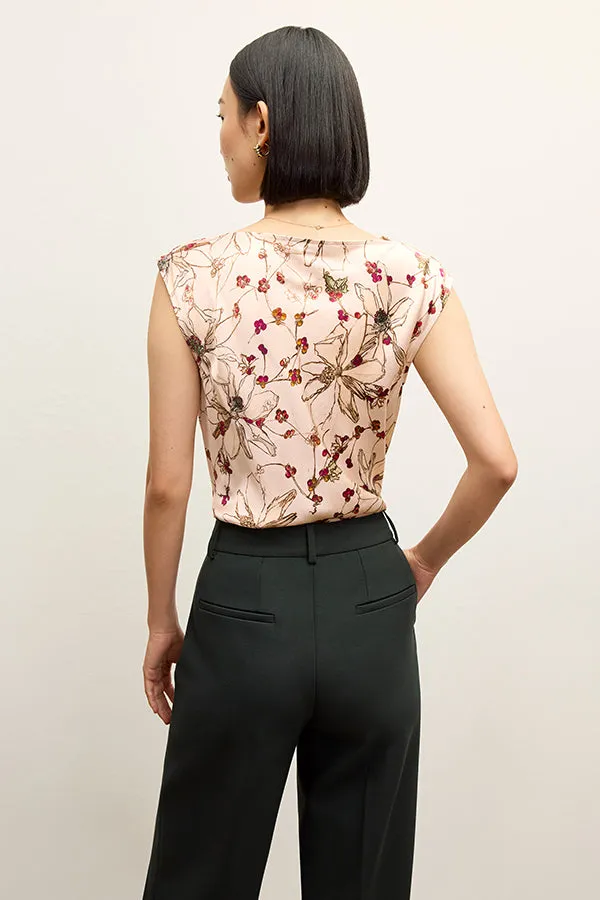 Nora Top - Washable Silk Charmeuse :: Botanical Print