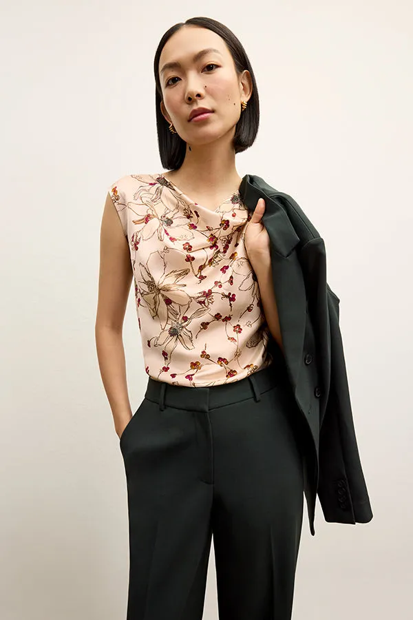 Nora Top - Washable Silk Charmeuse :: Botanical Print