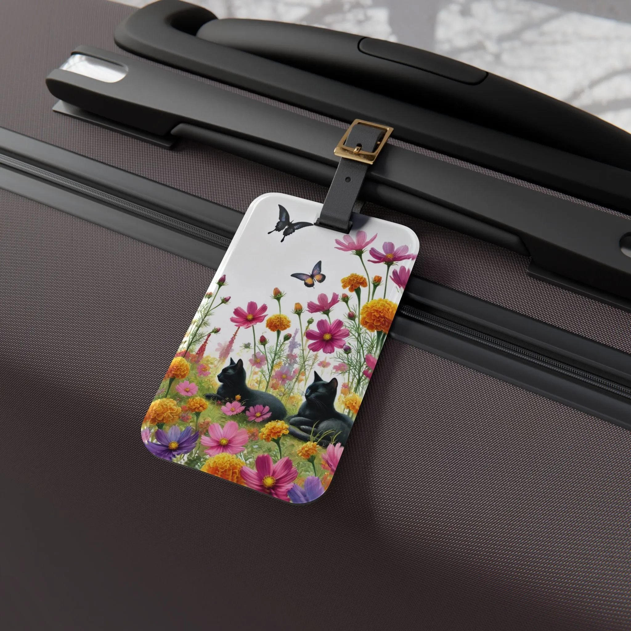 October Birth Month Flowers - Cat Lover - Luggage Tag - Travel Gift