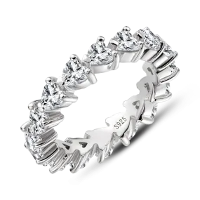 Perla 4mm Heart CZ Eternity Ring | 3.75ct| Sterling Silver