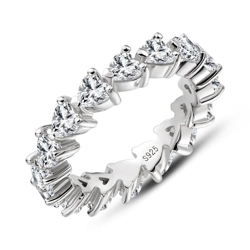 Perla 4mm Heart CZ Eternity Ring | 3.75ct| Sterling Silver