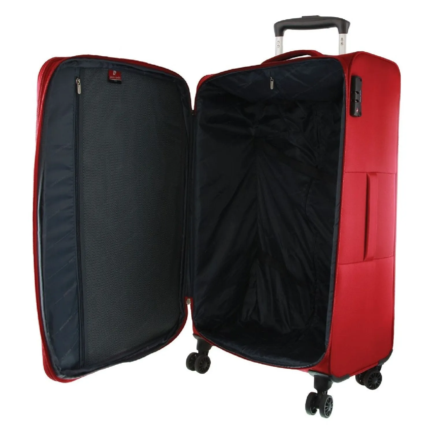 Pierre Cardin Soft Shell 4 Wheel Suitcase - Large - Red/Turquoise - Expandable
