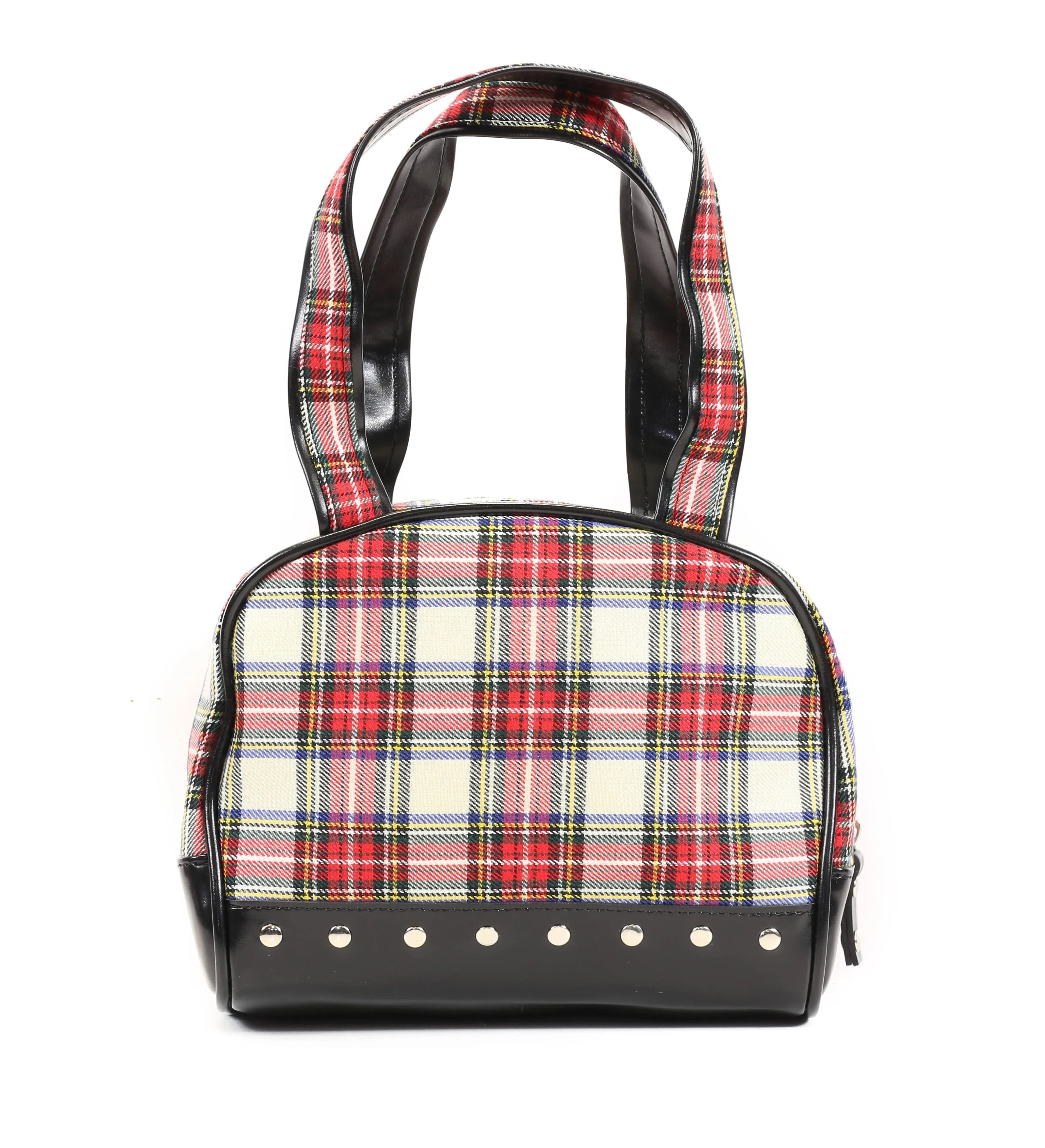 Plaid Skull Handbag WithBlack Trim
