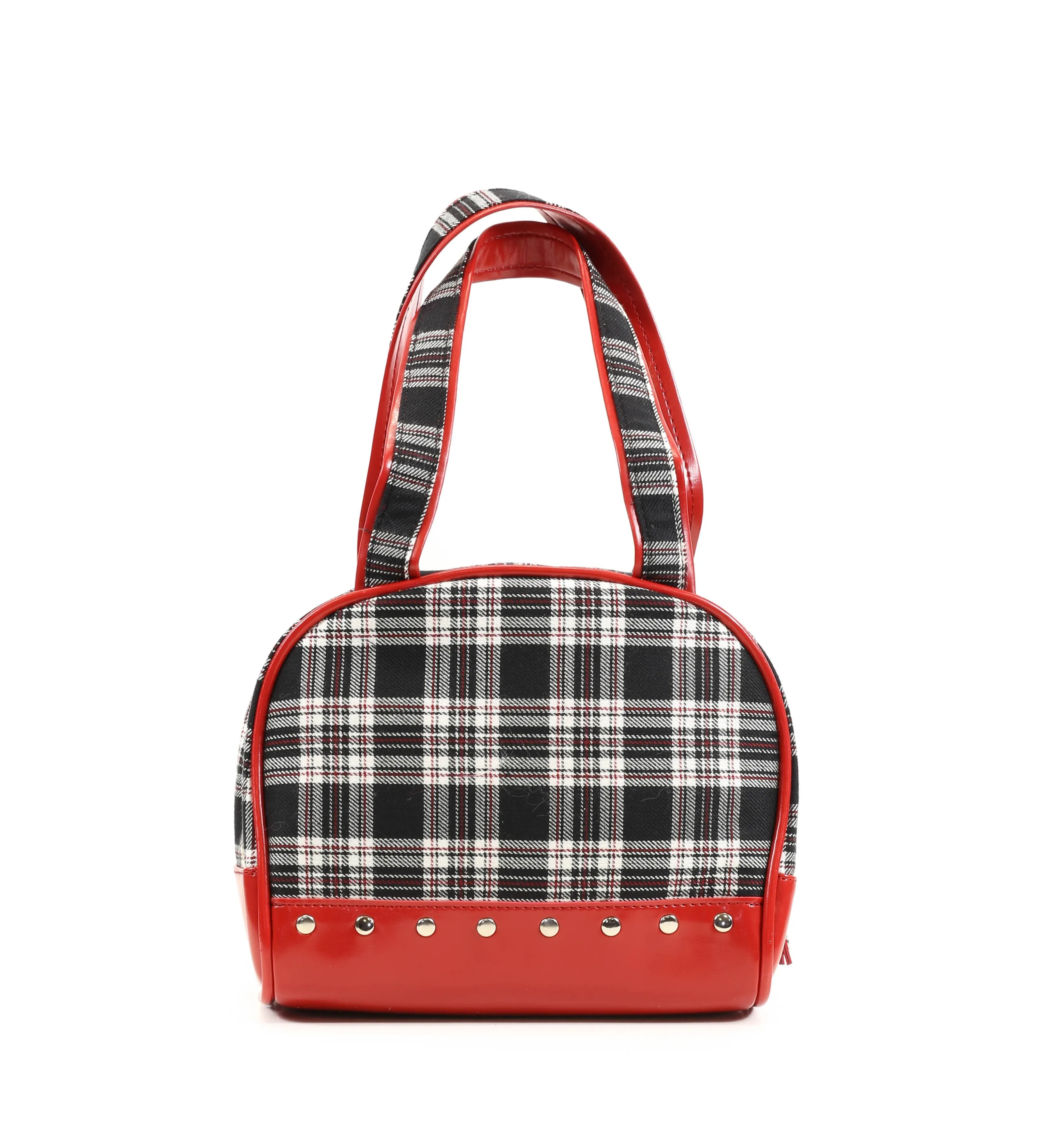 Plaid Skull Handbag WithBlack Trim