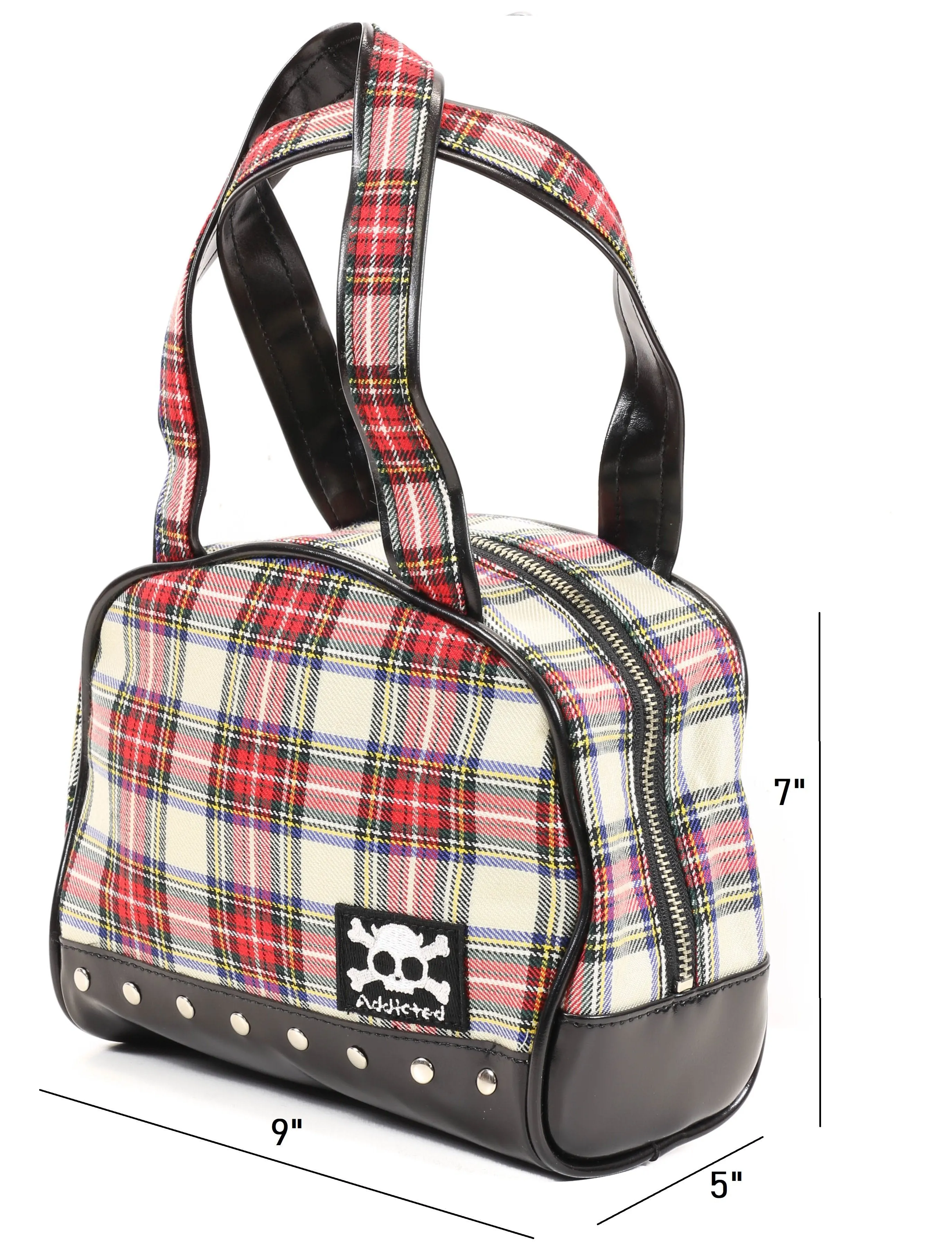 Plaid Skull Handbag WithBlack Trim